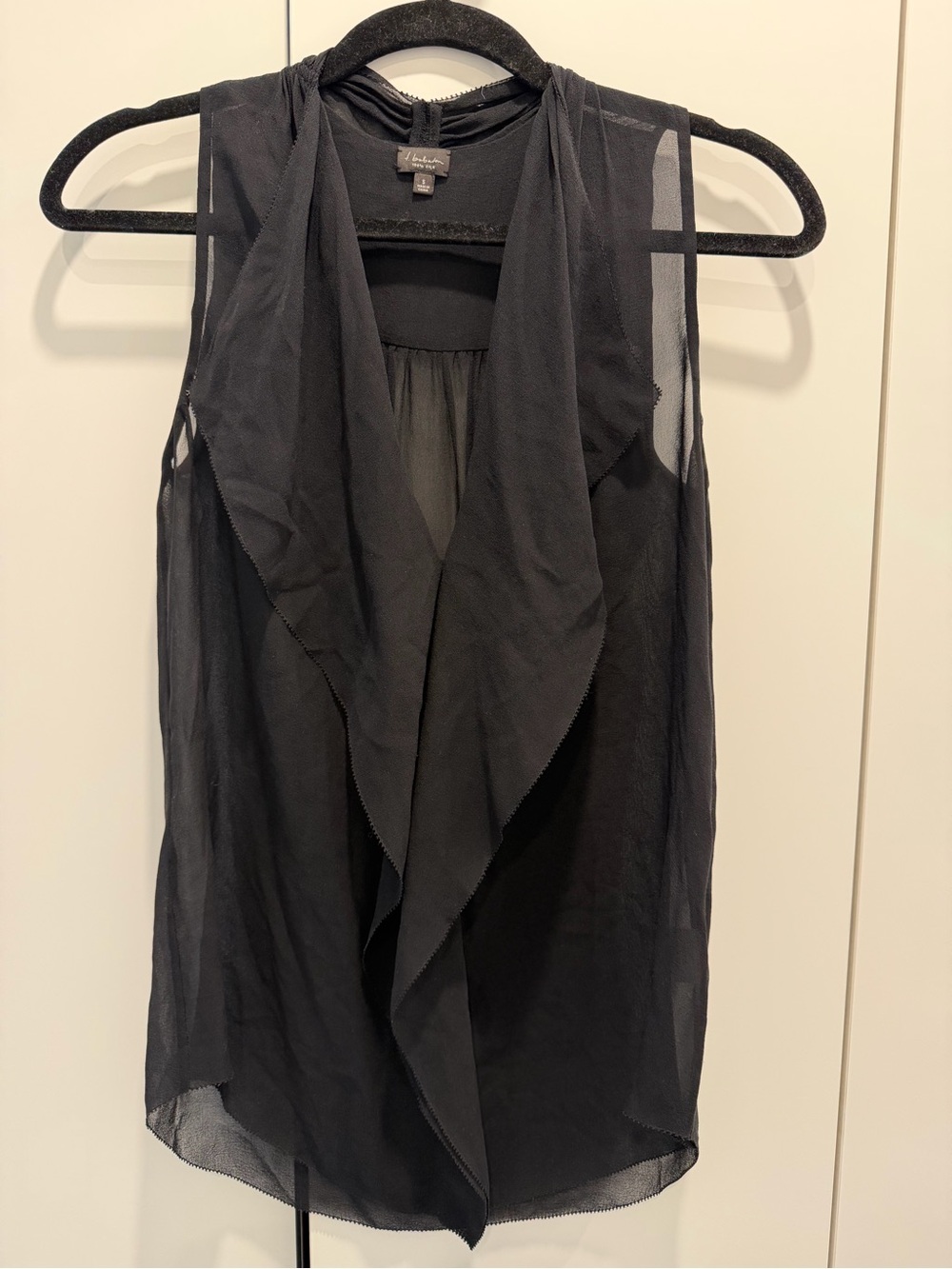 Aritzia Babaton Black Sheer Draped Sleeveless Camisole, 100% silk